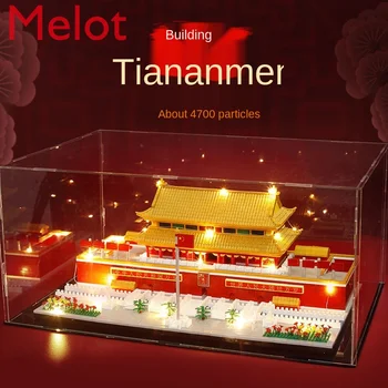 Совместимые строительные блоки Гигантский китайский Императорский дворец Тяньаньмэнь, строительные развивающие игрушки высокой сложности