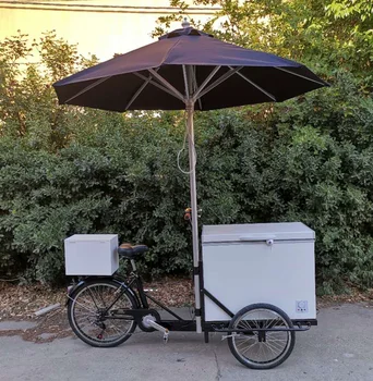 2023 Горячая распродажа педаль/электрическая тележка для трехколесного велосипеда для мороженого с морозильной камерой коммерческая тележка для мороженого Бесплатная доставка морем