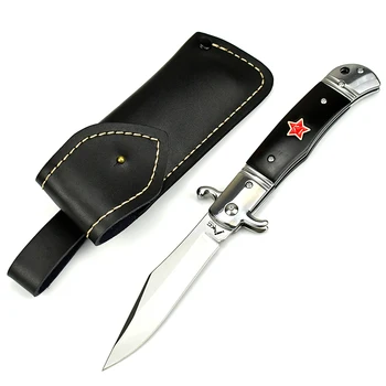 Оптовый китайский ретро-драгоценный подарок, пятизвездочный карманный нож, походный складной нож, защитные тактические ножи с кожаными ножнами