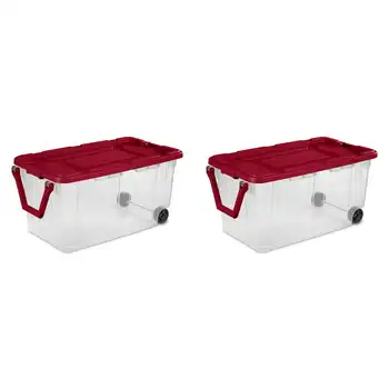 160 Qt. Ящик для хранения на колесиках, пластиковый, инфракрасный, набор из 2 штук