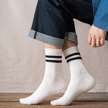 Лига лесбийских носков, однотонные хлопчатобумажные носки с длинной резинкой, весенне-летние расчесанные хлопчатобумажные белые средние носки