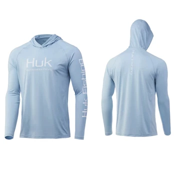 Одежда для рыбалки Huk, Мужская футболка для рыбалки с длинным рукавом, Защита от солнца, УФ-излучение, дышащий капюшон для рыбалки Camisa De Pesca