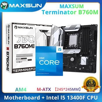 MAXSUN НОВАЯ Материнская плата Terminator B760M D4 с процессором Intel Core 13100F LGA1700 Dual Channel DDR4 [без кулера] Для компьютеров