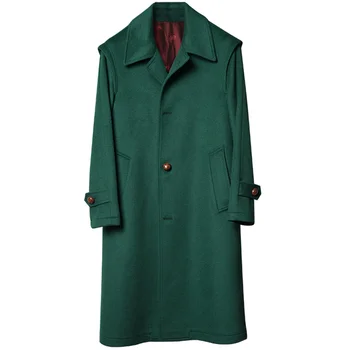 Шерстяное мужское пальто, Длинная классическая охотничья зимняя куртка Loden, Элегантная классическая Толстая Свободная накидка, Ретро-одежда для мужчин, мода