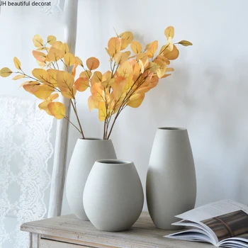 Современная Простая однотонная Белая ваза, Украшение обеденного стола, Креативная цветочная композиция в гостиной, Украшение из сушеных цветов