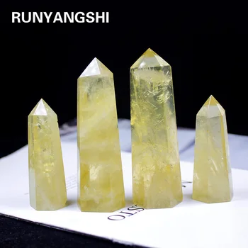 Runyangshi, 1 шт., горячая распродажа!  Натуральный цитрин, кварцевый кристалл, палочка, желтые кристаллы кварца, точечное исцеление рейки в подарок