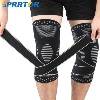 1 Пара Компрессионных рукавов на коленях с регулируемыми ремнями для мужчин и женщин, Профессиональный Бандаж для поддержки колена при разрыве мениска, для бега