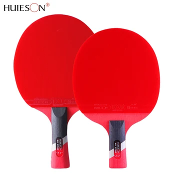 Huieson K6 6-Звездочная Ракетка для настольного тенниса с лезвием из чистого дерева 7 Слоев, Лопатка для пинг-понга с двойными вставками из резины для Тренировок начинающих