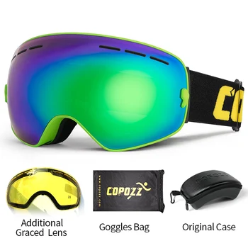 COPOZZ брендовые лыжные очки, 2-слойные линзы, противотуманные UV400, круглые очки для сноуборда, мужские и женские очки для катания на лыжах, набор очков для снега