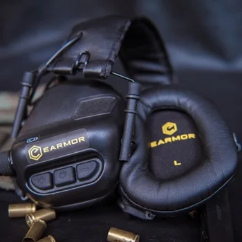 Наушники EARMOR Tactical Headset M31 M32 MOD3 для охоты и стрельбы с микрофоном, Усиление звука, Куртка Nato TP120, Черный