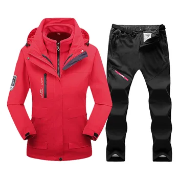 Лыжный костюм для женщин, водонепроницаемая лыжная куртка, Брюки, Комплект для катания на лыжах и сноуборде, Женская зимняя толстая теплая одежда для занятий спортом на открытом воздухе
