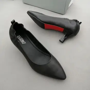 Careaymade-Обычная рабочая одежда для пригородных поездок из натуральной кожи, женская обувь на высоком каблуке 5 см, женская обувь с эластичным спадающим каблуком