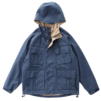 Весенне-осенняя Новая уличная японская куртка-карго, мужская мода, Свободный повседневный функциональный горный штормовой костюм, ветровка с капюшоном