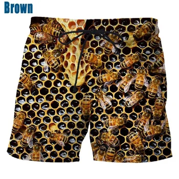 Новейшие Пляжные брюки с 3D-принтом Пчелы, Модные Повседневные шорты с изображением Медоносной Пчелы с животными