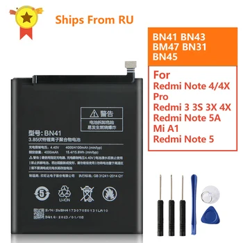 Сменный Аккумулятор BN41 BN43 BM47 Для Xiaomi Redmi Note 4 Note4 Pro Note4X MTK Helio X20 Redmi 3 3S Mi5X Note 5 BN31 BN45