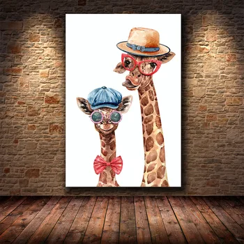 Красочный Семейный Плакат с изображением Жирафа, Куадрос Для Детей, Настенная художественная картина, Плакаты для домашнего декора в гостиной, Картина маслом