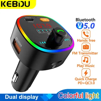 Bluetooth 5,0 Беспроводной FM-передатчик Аудиоприемник с Двойным дисплеем PD 18 Вт QC3.0 Быстрая Зарядка Автомобильный Комплект громкой Связи FM-Модулятор ZW