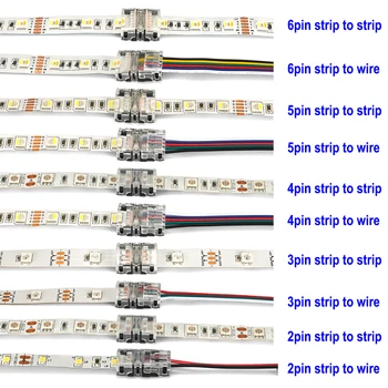 Беспаянные 2/3/4/5/6pin Светодиодные Разъемы 5 В 12 В RGB светодиодные ленты Разъем Для WS2812B SMD 5050 светодиодные ленты Свет Провода Терминал Соединения