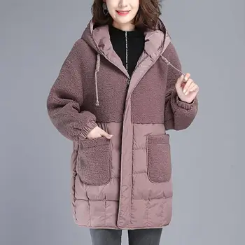 Новая Утолщенная Хлопчатобумажная куртка Женская Корейская куртка из имитационной шерсти ягненка, пальто женское