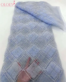 Французская кружевная ткань с вышивкой бисером в африканском нигерийском стиле с блестками, ткань для свадебного платья XZX5424P