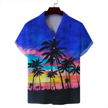 Свободные дышащие Гавайские рубашки с 3D принтом, Топы для пляжных вечеринок с короткими рукавами, Летние мужские рубашки