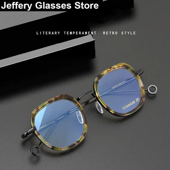 Винтажные очки в оправе из чистого титана, Мужские и женские Ацетатные очки по рецепту, Модные Оптические Очки для Близорукости, Японские Очки