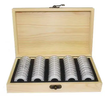203050100 шт., коробка для хранения монет, Регулируемый Антиоксидантный Деревянный Футляр для сбора памятных монет, Контейнер-Органайзер