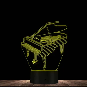 Пианино 3D Визуальный ночник Настольная лампа Музыкальный инструмент Декоративная лампа Настольная лампа для комнаты пианиста Светодиодное освещение Декор Подарок для нее
