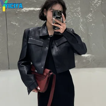 YICIYA кожаная куртка бомбер женские университетские черные куртки С большим карманом новая корейская одежда Ветровка винтажная бейсбольная куртка пальто