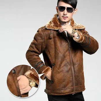 Зимние модные мужские пальто со стоячим воротником, высококачественные куртки с толстой меховой подкладкой, Замшевая теплая зимняя куртка, винтажное пальто