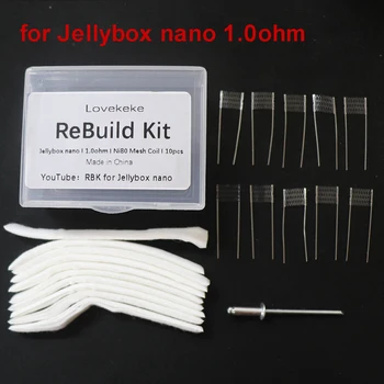 10 Коробок Lovekeke RBK DIY Tool Rebuild Coil Kit для Jellybox Nano 1.0ohm 0.6ohm A1 Ni80 с сетчатым сердечником