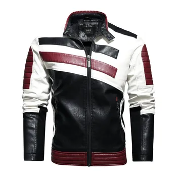 Новая осенняя мотоциклетная куртка из искусственной кожи для мужчин, модный цвет, воротник-стойка, мужская кожаная куртка, деловая повседневная кожаная куртка для мужчин