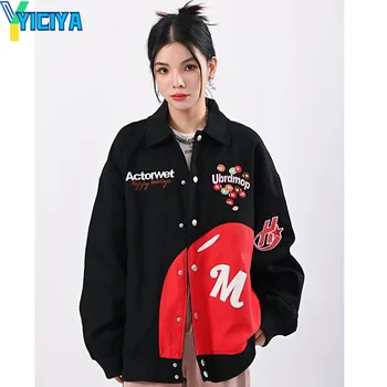Куртка YICIYA, пальто, бомбер, женская новинка, верхняя одежда, университетские куртки с вышивкой, мужская бейсбольная куртка для гоночных мотоциклов большого размера, женская