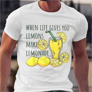 Мужская футболка Летняя 3D Lemonade Со стереоскопической печатью, Короткий рукав, O-образный вырез, Модный мужской топ, Повседневная удобная мужская одежда