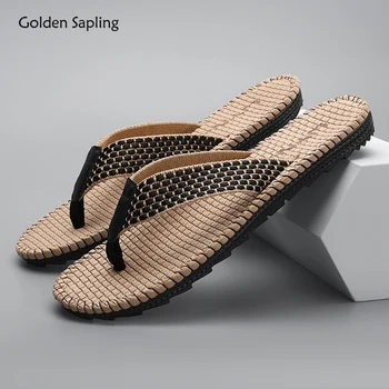 Вьетнамки Golden Sapling, летняя пляжная обувь для мужчин, Классические повседневные мужские шлепанцы, Удобные тапочки, мужские вьетнамки в стиле ретро
