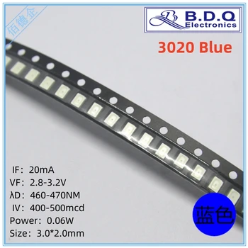 100шт SMD LED 3020 Синий 460-470 нм светодиодные лампы Размер бусин 3020 Светоизлучающий диод высокого яркого качества