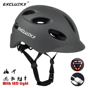 Велосипедный шлем для взрослых EXCLUSKY Safety Light со светодиодной USB-батареей casco de cicli, Размер M и L, Casco urbano con luces traseras