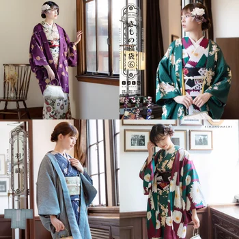 Женское Традиционное хаори в Японском Стиле, Двухслойная Осенне-зимняя верхняя одежда с цветочным принтом, Классическое пальто-кимоно