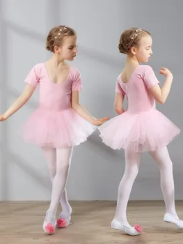 Балетные платья с короткими рукавами для девочек, детская одежда для балерин