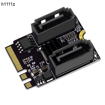 M.2 к SATA Адаптер WiFi M.2 Ключ A + E к 2 портам SATA3.0 Карта расширения Riser SATA3 6 ГБ M2 2230 PCIE3.0 Пропускная способность для SATA SSD HDD