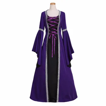 Платье для взрослых, Винтажное средневековое женское Фиолетовое платье, сшитое на заказ, Платье для косплея на Хэллоуин, Карнавальная вечеринка