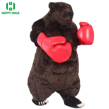 2 м Плюшевый Надувной костюм боксерского медведя Талисман для взрослых Fursuit Halloween Advertising Perform Cos Party Пушистый Карнавальный костюм