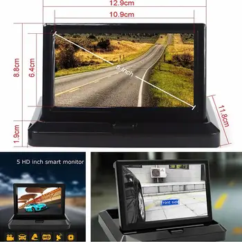 5-Дюймовый TFT LCD автомобильный монитор с двусторонним AV-входом, Камера заднего вида, резервная копия, Складной дисплей