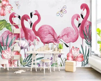 Beibehang Пользовательские обои в скандинавском стиле фламинго ТВ фон обои украшение дома гостиная спальня 3D обои фреска