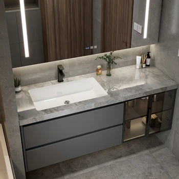 Каменно-керамическое бесшовное соединение встроенный шкаф для ванной комнаты комбинированная минималистичная раковина шкаф для раковины шкаф для умывальника в ванной