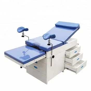 Высококачественная медицинская больница, клиника акушерской гинекологии, женская кровать для осмотра пациентов, медицинская кровать с выдвижными ящиками и скамеечкой для ног