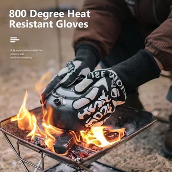 Наружные термостойкие перчатки на 800 градусов, Силиконовые Огнестойкие перчатки для барбекю