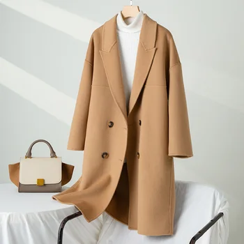 Корейская модная высококачественная куртка В комплекте с длинной частью женского пальто 2022, Осенне-зимняя новинка высокого класса из 100% шерсти