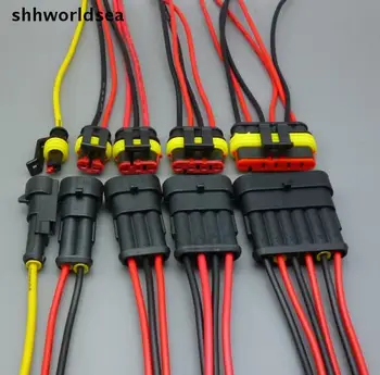 shhworldsea 10sets1 pin 2 PIN 3 PIN 4 5 6 КОНТАКТНЫЙ способ подключения провода Герметичный разъем Автомобильный Автоматический Водонепроницаемый Электрический Разъем с кабелем
